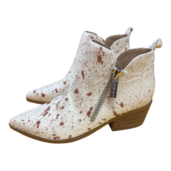 Nine West White Calf-Hair Ankle Bootie 8 Brown Pointy Toe - Picture 8 of 14